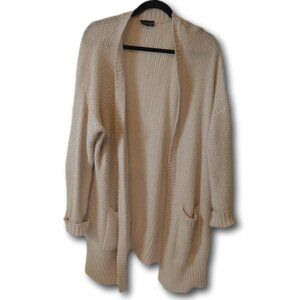 TopShop Oatmeal Heather Open Front Cardigan Size: 8